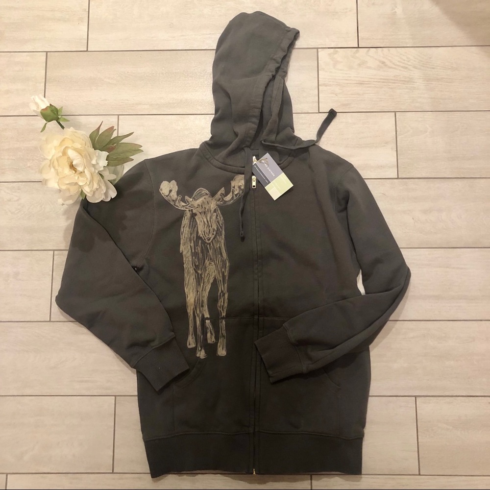Handcrafted Olive Moose Hoodie